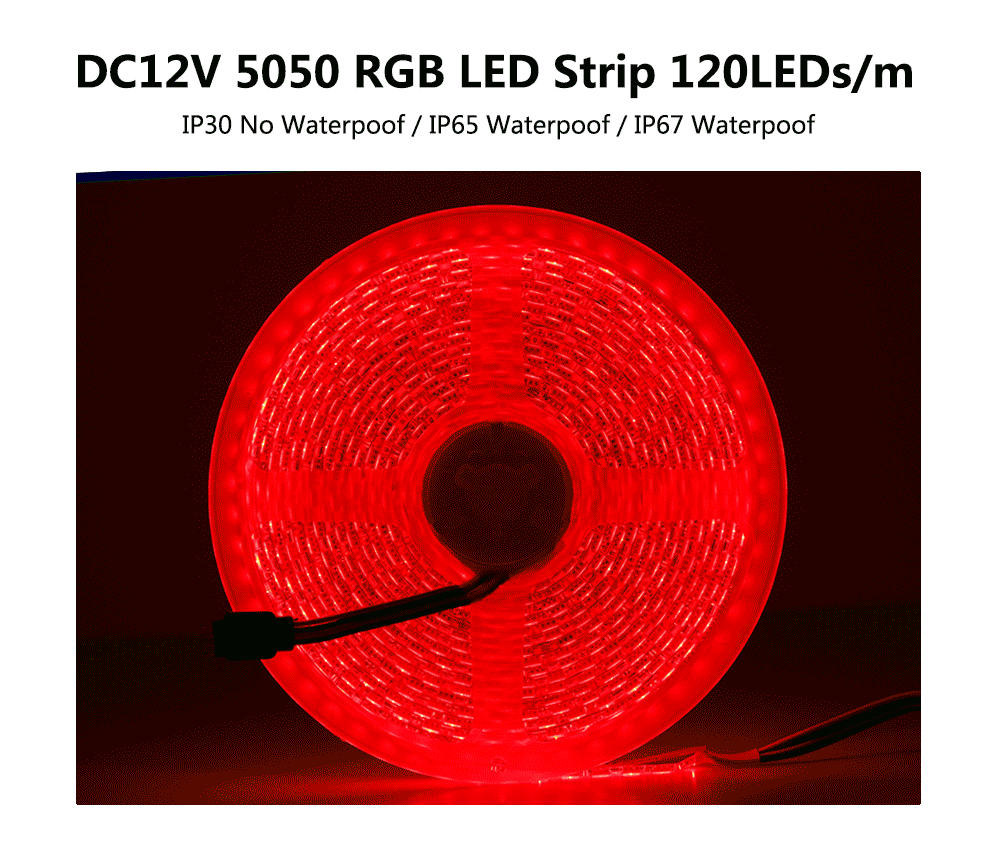 SMD 5054 LED Strip 12V 120leds/m 16.4ft 5M 600 LEDs Flexible Tape Light