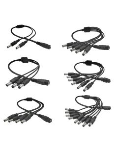 5.5*2.1mm 1 to 2/3/4/5/6/8 Way DC Power Splitter Cable 5V 12V Power Adapter Connector Cord 3pcs